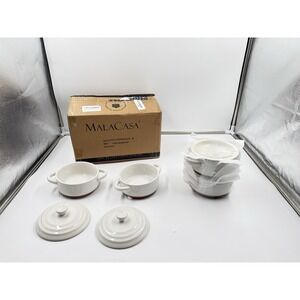 MALACASA Mini Cocotte Set - 12 OZ Small Casserole Dishes for Oven, Ramekins w...